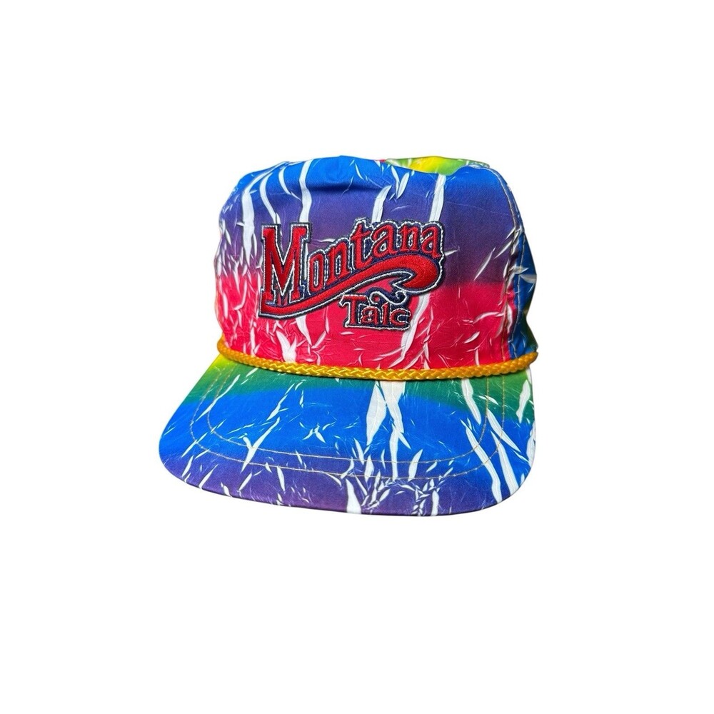 Vintage Montana Talc Co. Trucker Hat Tie Dye Acid Wash SnapBack